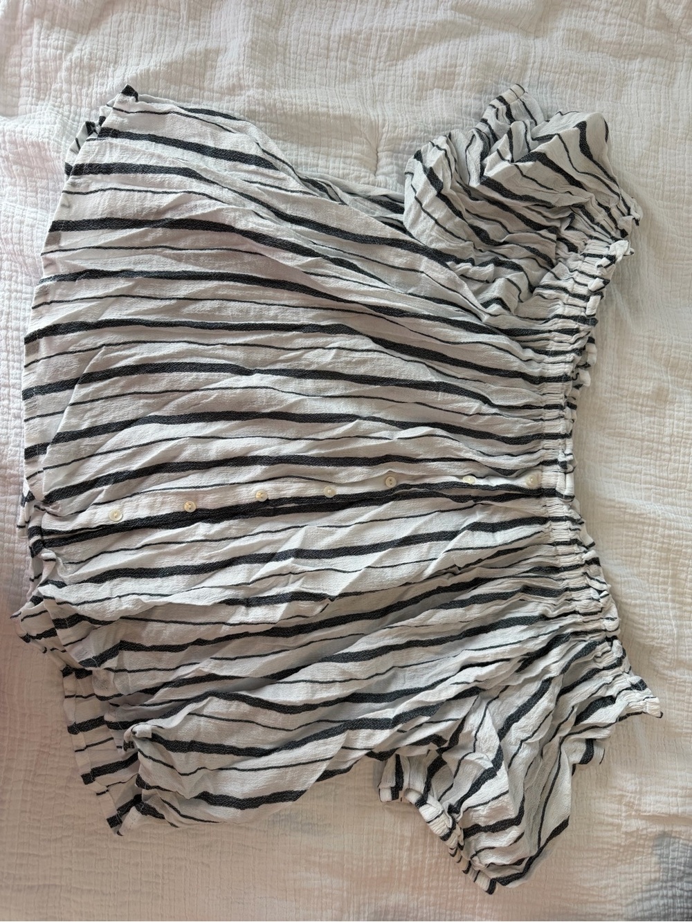 Forever 21 White Top with Navy Stripes